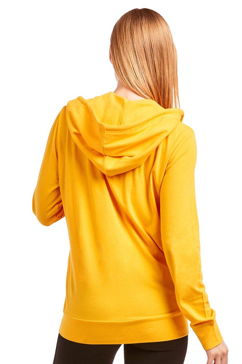 Sofra Women's Thin Cotton Zip Up Hoodie Jacket (L, Mustard) - Image 4
